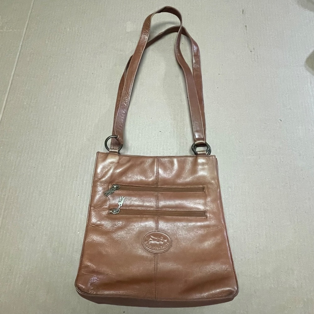 Vintage American Angel Genuine Tan Leather Crossbody Shoulder Bag with Coin Bag